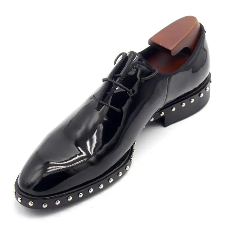 Oxford Rivets Noir – Cuir Vache | Bout Pointu | Lacets | Homme