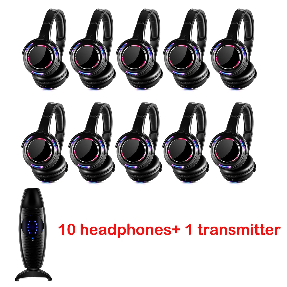CATASSU Casques Silent Disco LED RF Sans Fil 3 Canaux 100m 10h – CLEVI Paris