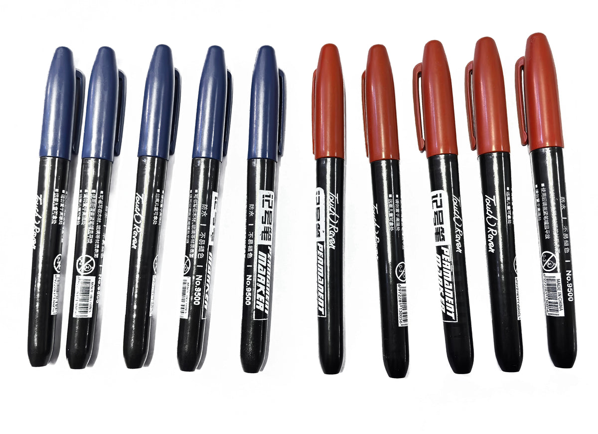 Marqueurs Permanents Noir Bleu Rouge Lot 6 à 20 – CLEVI Paris