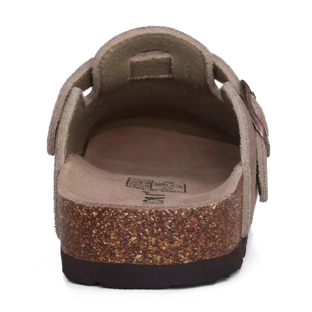 Mules Suède Boucle Métal Semelle Liège Soutien de Voûte | Mixte EU 36-46