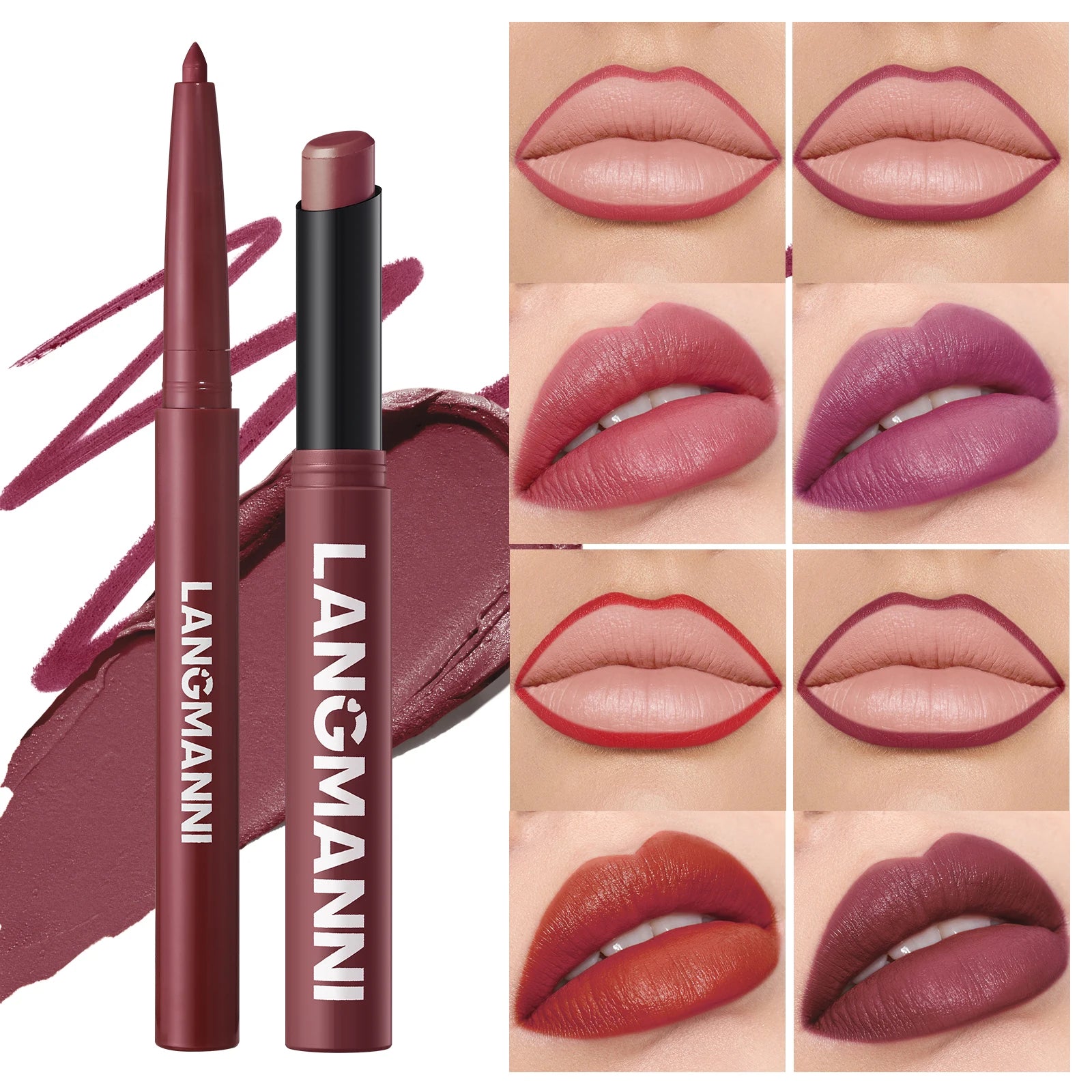 Rouge à Lèvres 2-en-1 Contour & Couleur Imperméable – Longue Tenue Sans Bavure