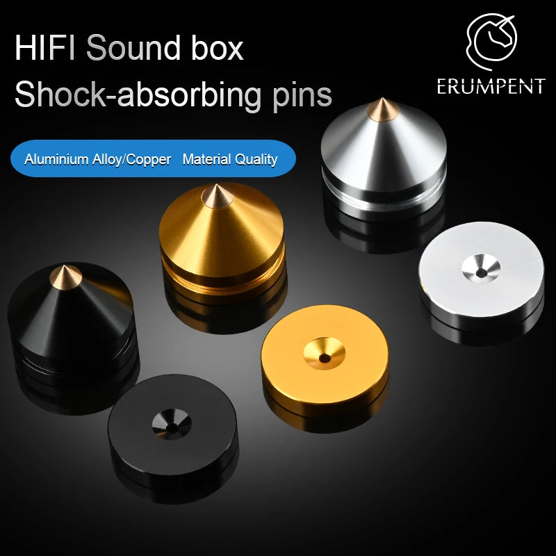ERUMPENT Pieds Enceinte HiFi Aluminium Anti-Vibration Lot de 4 – CLEVI Paris