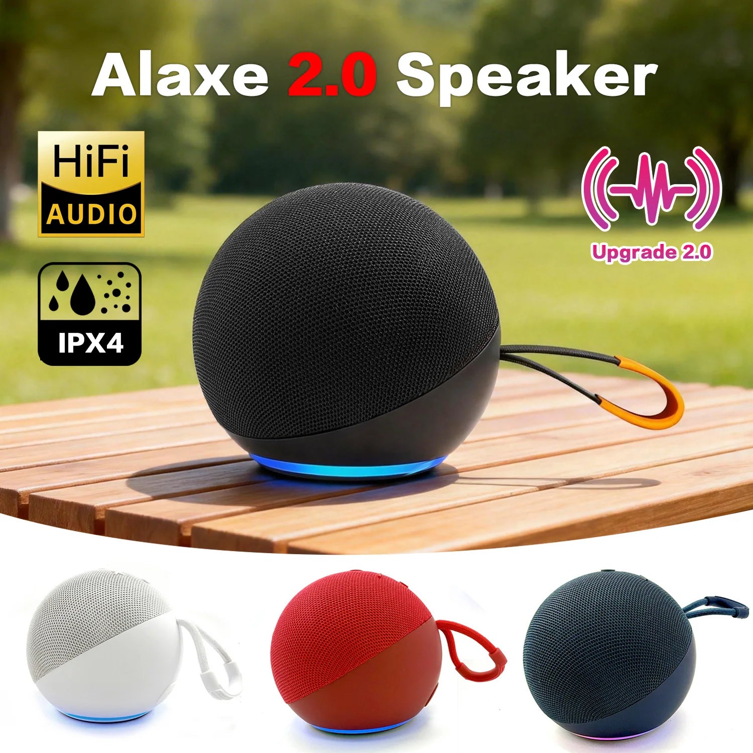 Enceinte Bluetooth Portable DGETG Alaxe — 360° Surround, IPX4, RGB, 5W, Carte TF | CLEVI Paris