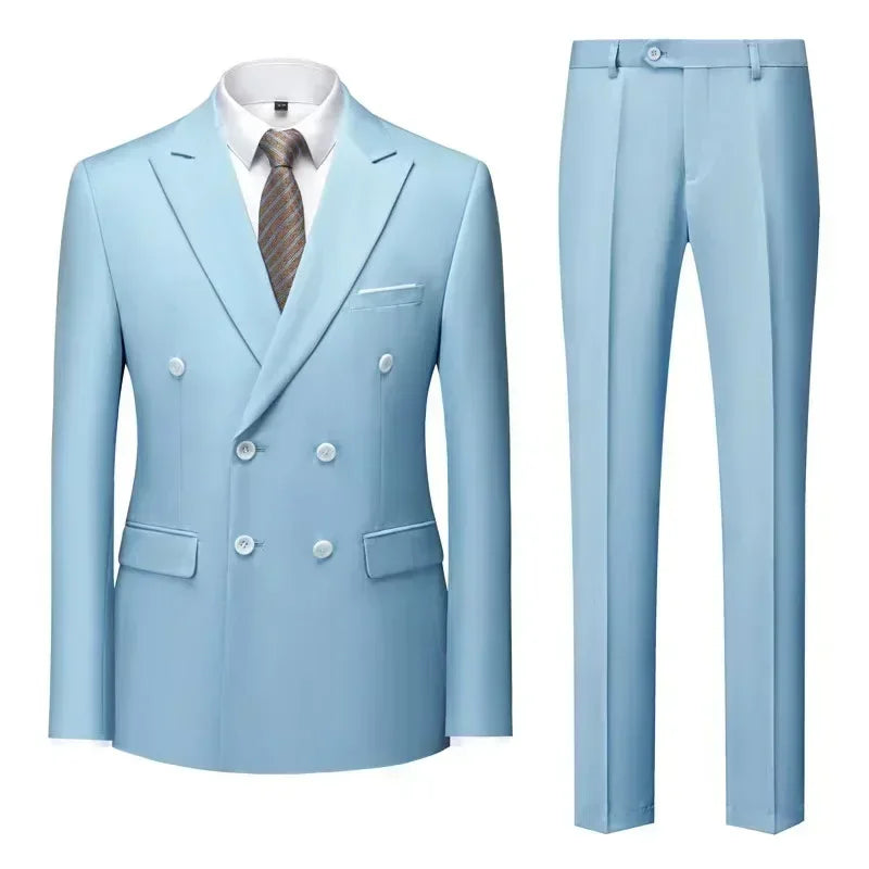 Costume Homme 2 Pièces Double Boutonnage Col Cranté Slim 17 Coloris Grande Taille Sur-Mesure – CLEVI Paris