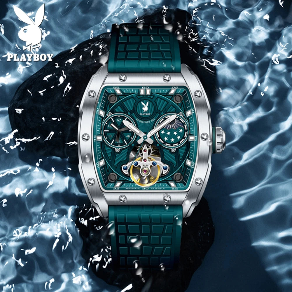 Montre Mécanique Automatique PLAYBOY Squelette Tourbillon – CLEVI Paris