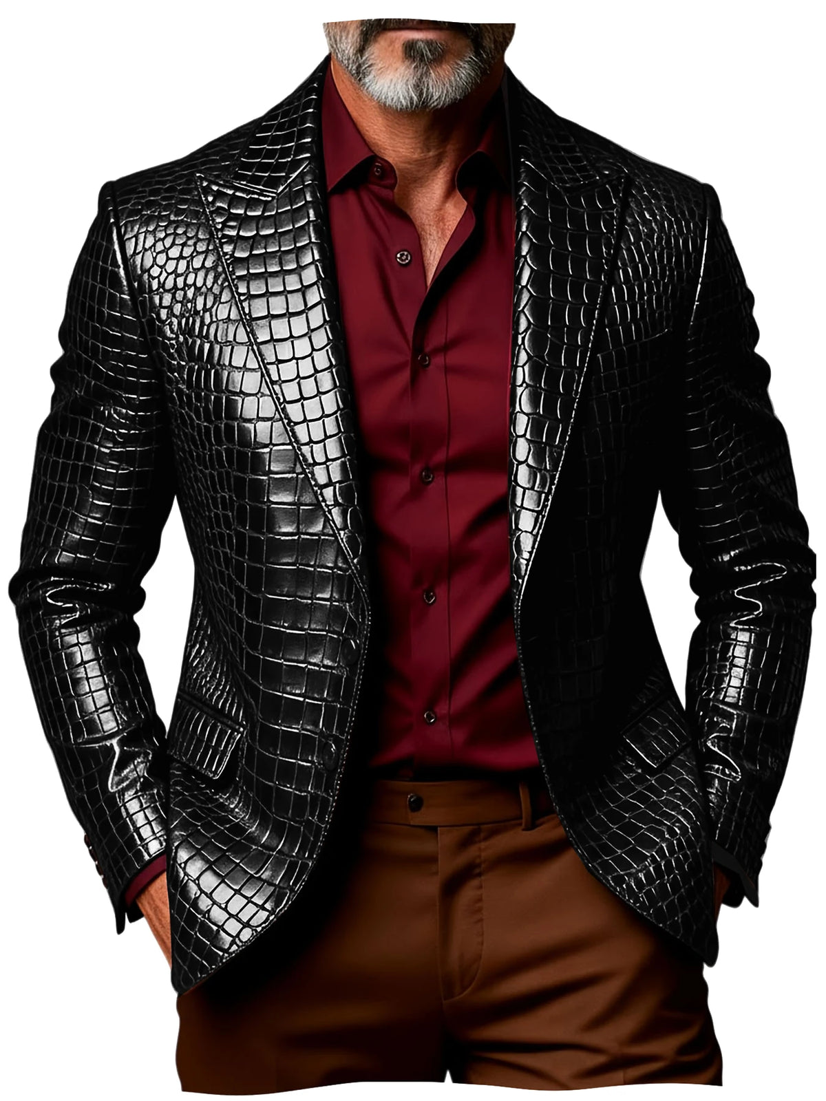 Blazer homme effet croco simple boutonnage – CLEVI Paris