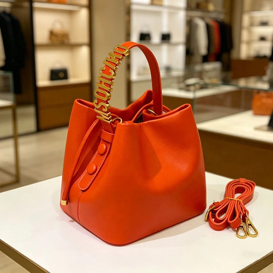Mini Sac Seau Femme Simili Cuir Fermeture Cordon Lettre Dorée Bandoulière – CLEVI Paris