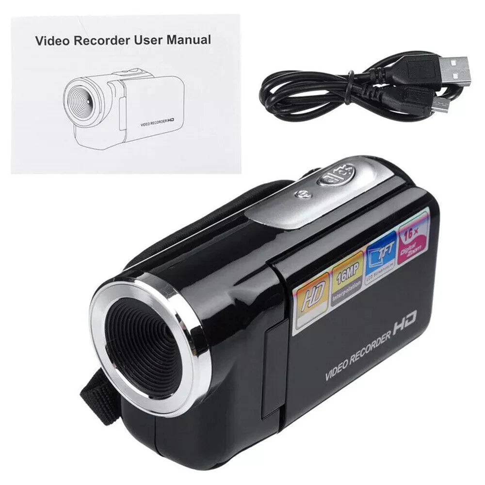 Caméra Numérique 1080p 16MP – Écran Rotatif 2", Zoom 16x, Lumière Fill Light, Vlog & Enfants – CLEVI Paris