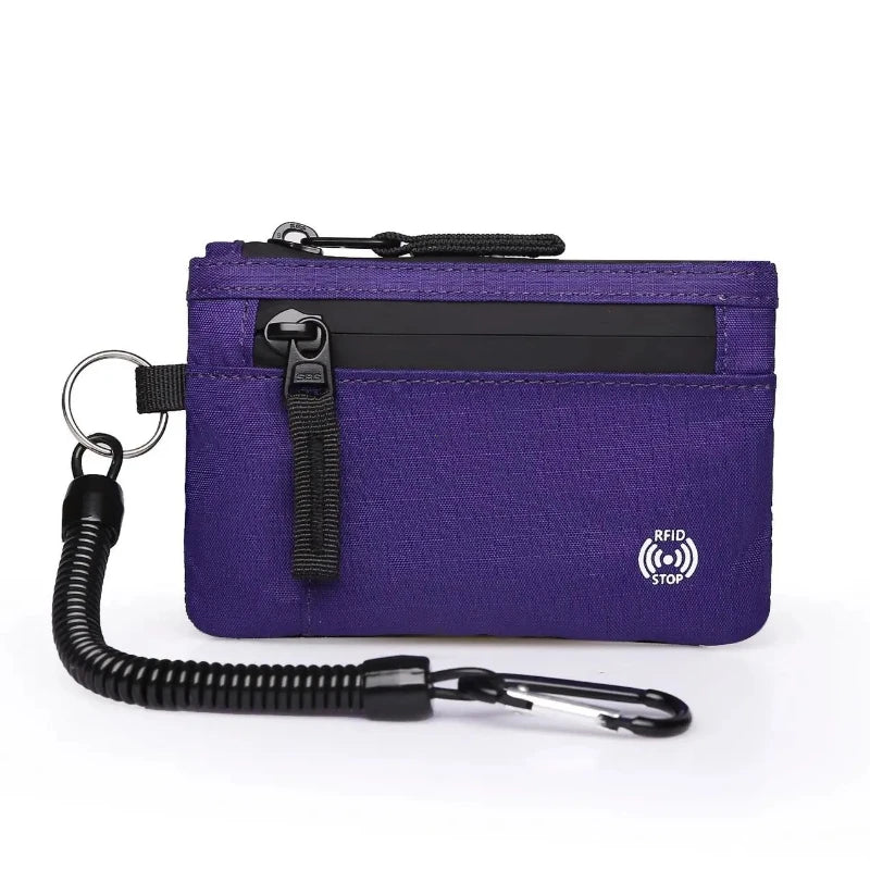 Porte-Cartes RFID Nylon Slim Homme — Mousqueton, Clip Ceinture ou Fermeture Éclair, Multi-Coloris | CLEVI Paris