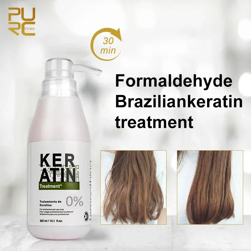 Traitement Kératine Brésilienne PURC 300ml – Lissage & Anti-Frisottis, 0% à 12%