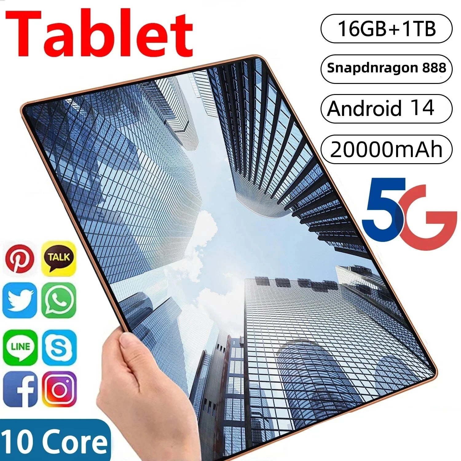 Tablette Pad 15 Pro 11" – Android 14, 5G, Dual SIM, jusqu’à 22Go/2To