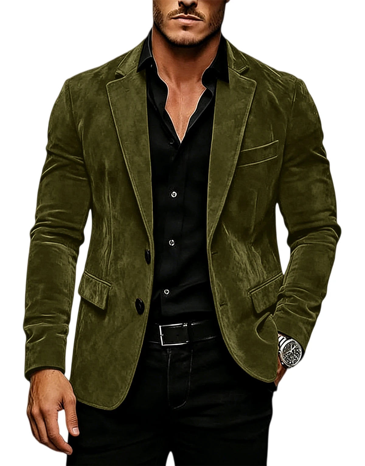 Blazer homme en velours effet suédé 2 boutons – CLEVI Paris