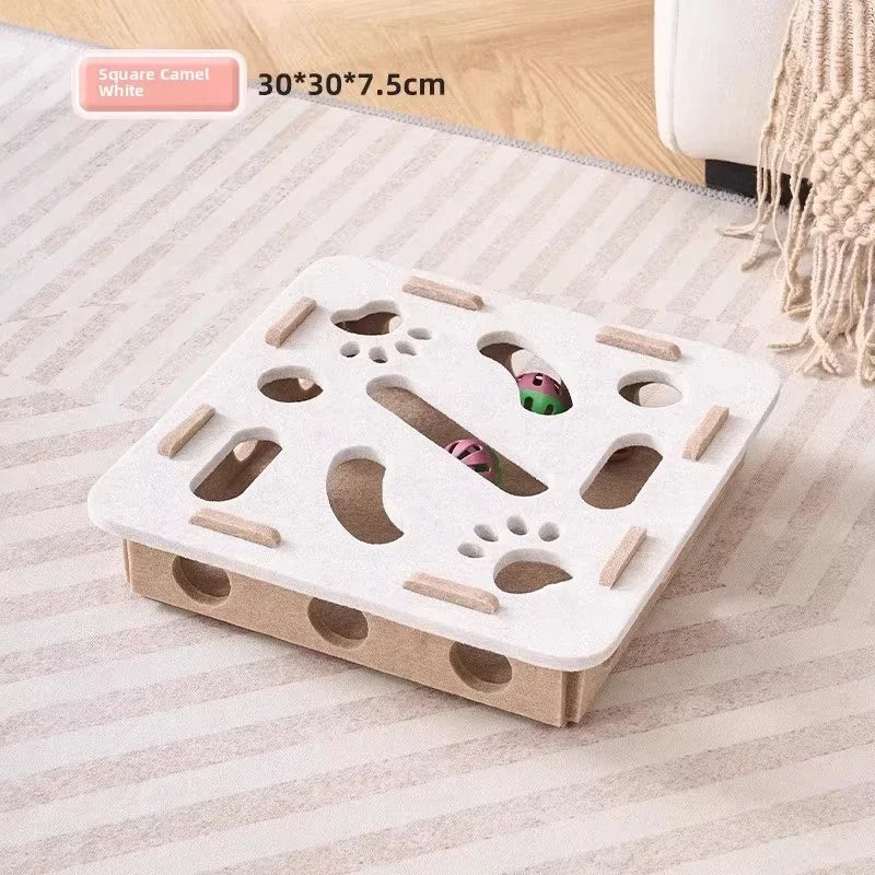 Jouet Puzzle Chat en Feutre | Boîte Interactive avec Balle, Grattoir, Maison de Jeu – CLEVI Paris