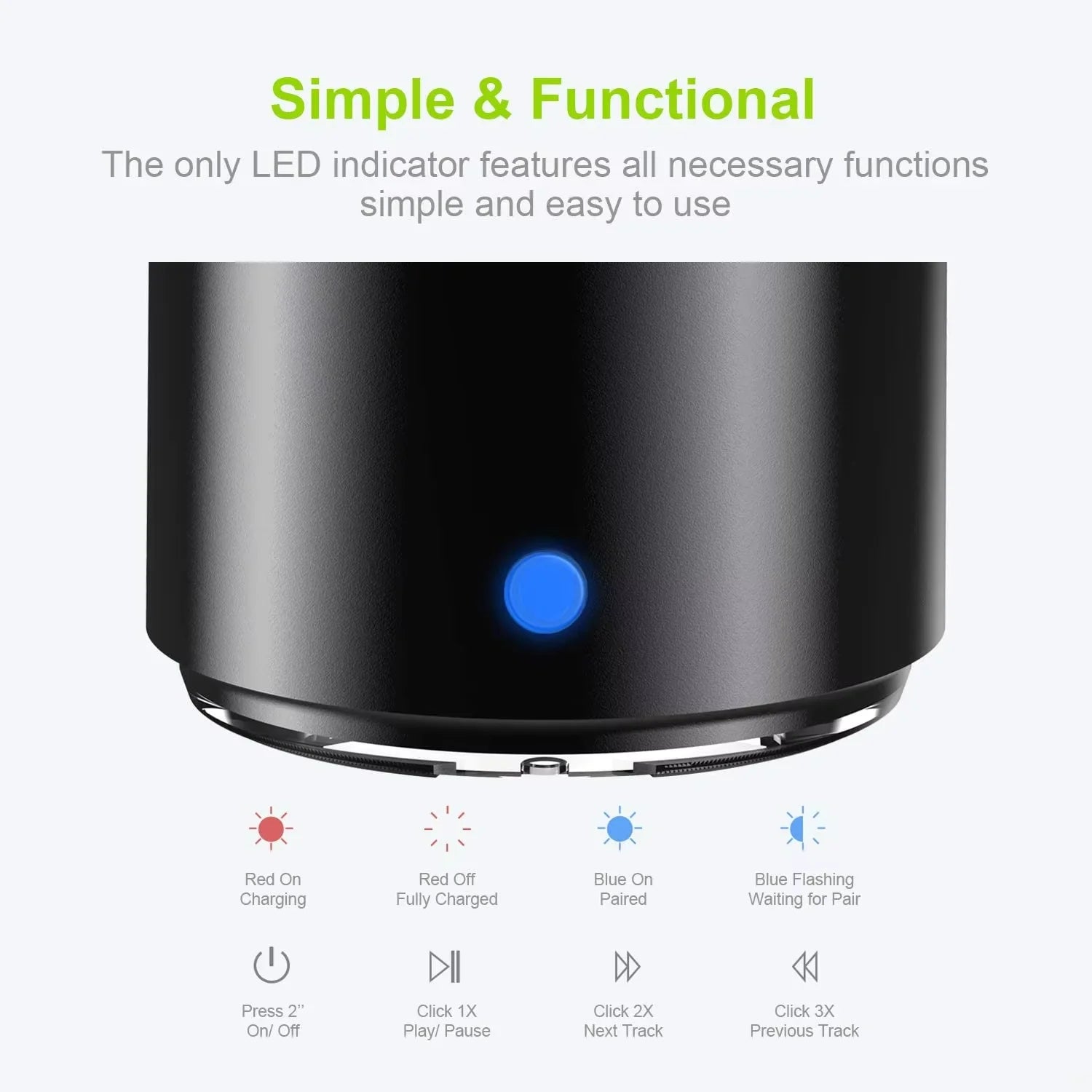 Mini Enceinte Bluetooth IPX7 – Corps Métal, 8h, Basse Puissante, Crochet | Lipusen A106 Pro