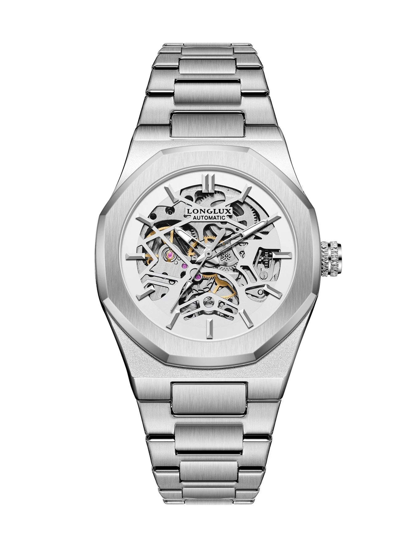 Montre Mécanique Homme LONGLUX 6269K2 – Squelette Automatique, Acier & Style Alien