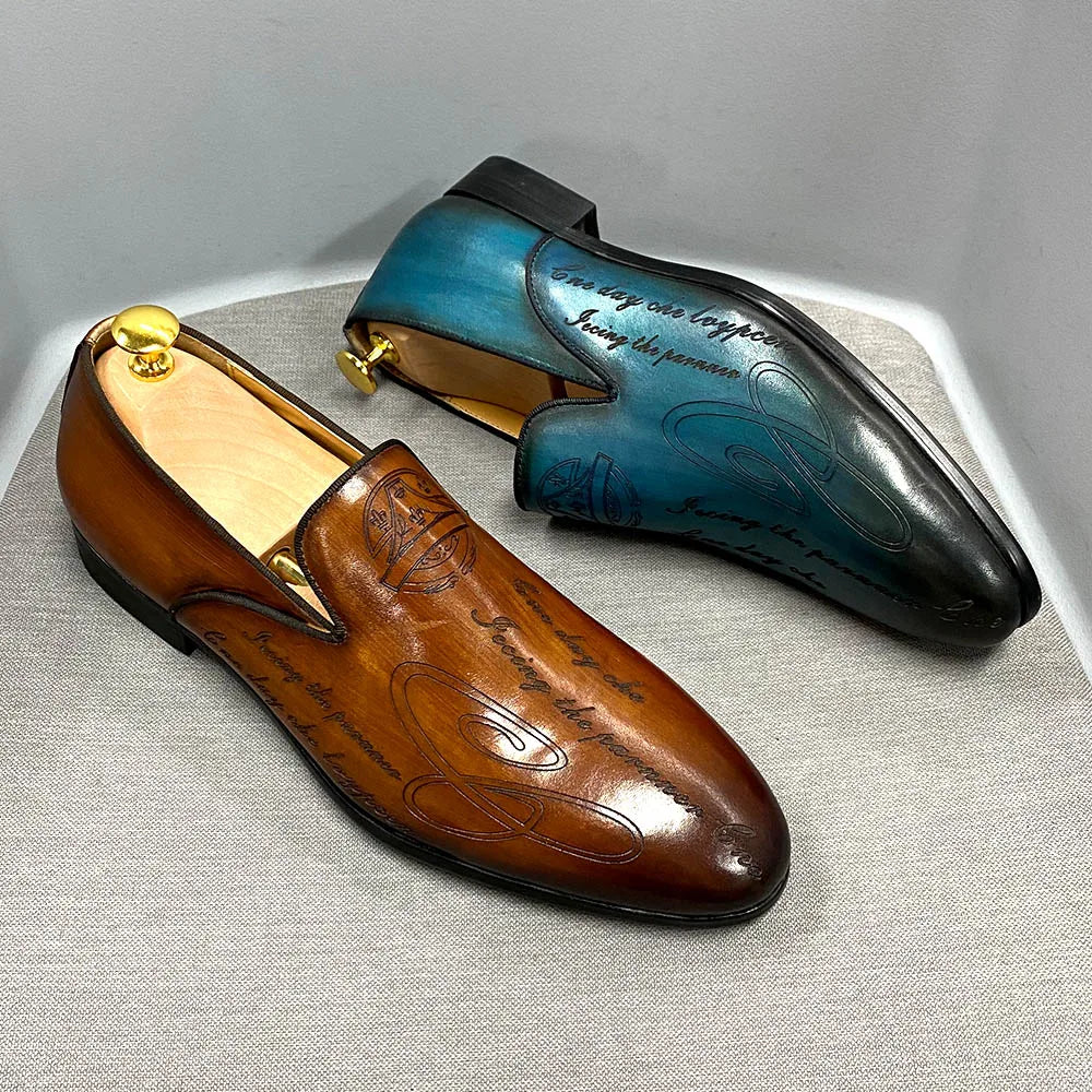 Mocassins Homme Cuir Véritable Peints à la Main Felix Chu – Style Italien Habillé – CLEVI Paris