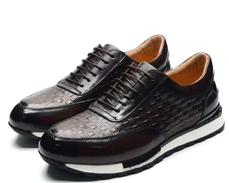 Chaussures Cuir Véritable Homme – Motif Carreaux, Respirant, Imperméable, Tailles 38-47 – CLEVI Paris