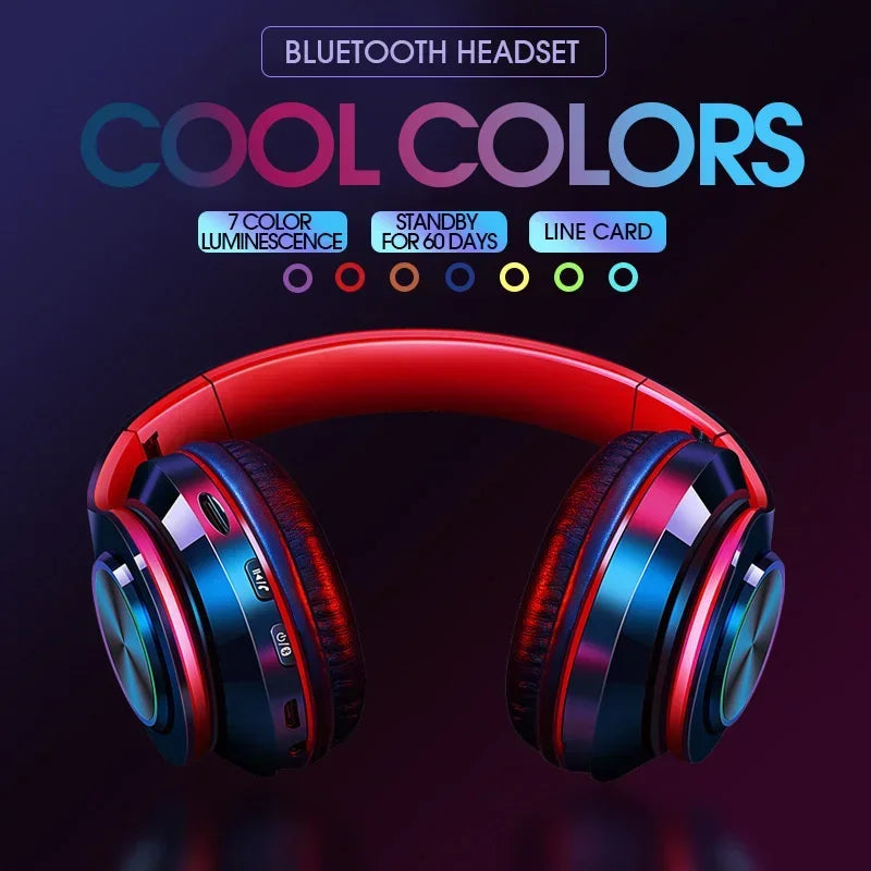Casque Bluetooth Pliable Vghoqget – ANC, Micro, LED RGB, TF/FM, Filaire & Sans Fil, 8H