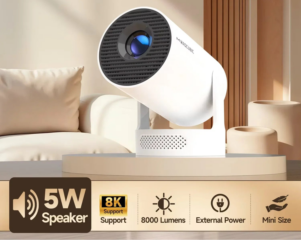 Vidéoprojecteur Mini Magcubic HY300 Pro+ – Android 14, WiFi 6, 290 ANSI, 8K, Bluetooth 5.4, Rotation 180° – CLEVI Paris