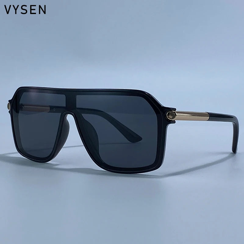 Lunettes de Soleil Steampunk Monobloc Bouclier Homme – Grande Monture Métal Sport UV400 – CLEVI Paris