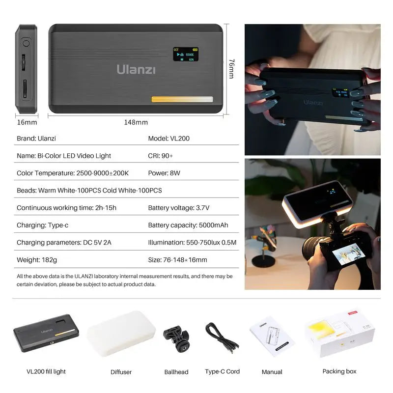Lampe vidéo LED Ulanzi VL200 – CLEVI Paris
