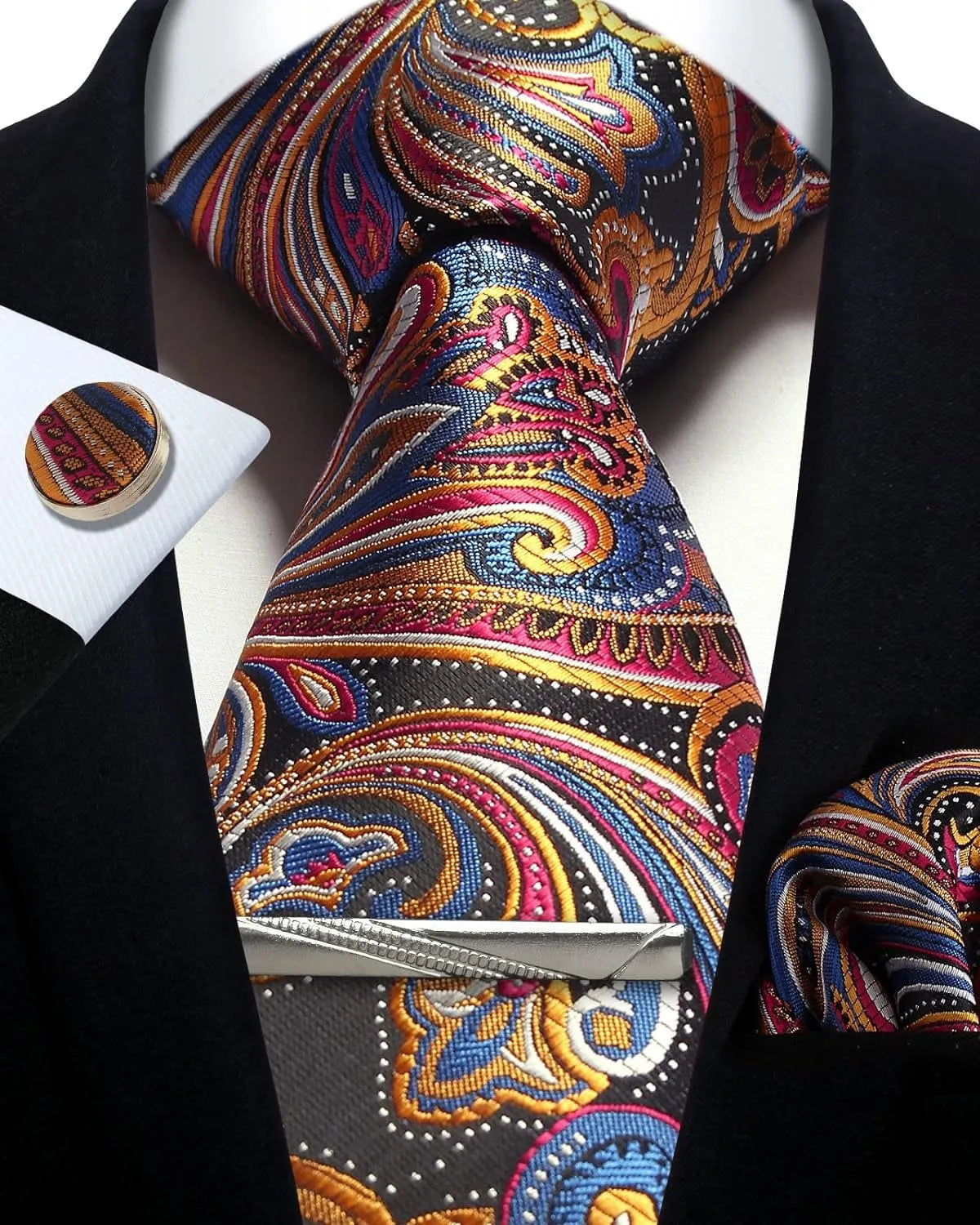 Ensemble cravate homme 4 pièces paisley – CLEVI Paris