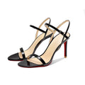 Escarpins Femme Talon Aiguille Cuir Verni Bout Ouvert Bride Cheville – CLEVI Paris