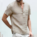T-Shirt Homme Coton & Lin – Manches Courtes, Col Rond, Léger & Respirant