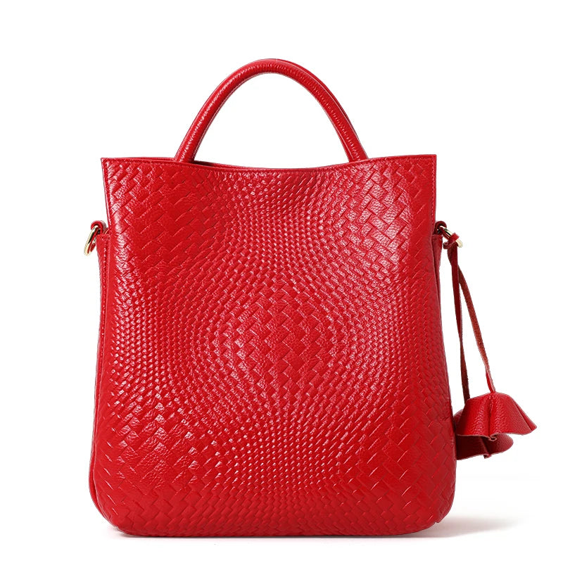 Sac Seau Femme Cuir Véritable Tressé Poche Zippée Bretelle Amovible – CLEVI Paris