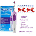 Brosse à Dents Électrique Oral-B Vitality D12 – Rotation 3D, Têtes FlexiSoft, IPX7, 7 Jours d'Autonomie – Têtes Offertes