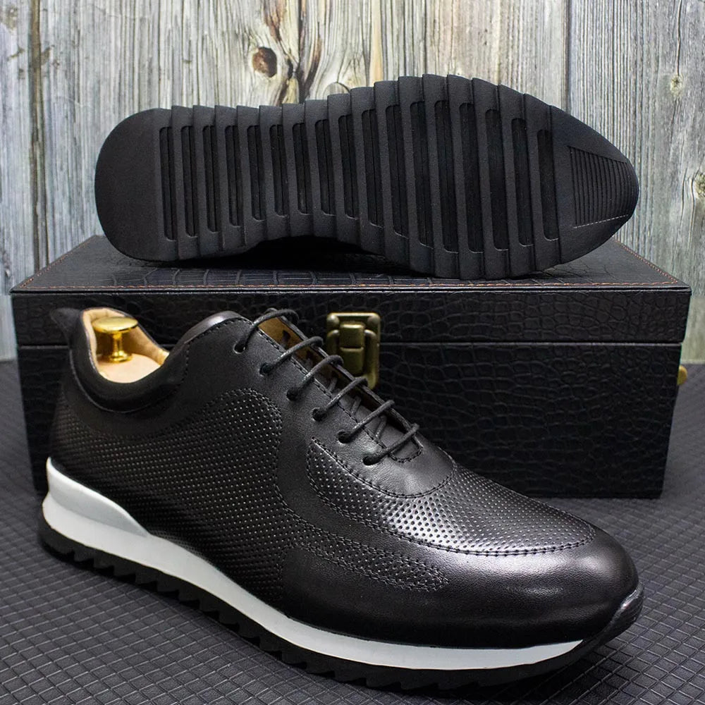 Chaussures Homme Cuir Vache Rehaussantes Embossées Casual Respirant – CLEVI Paris