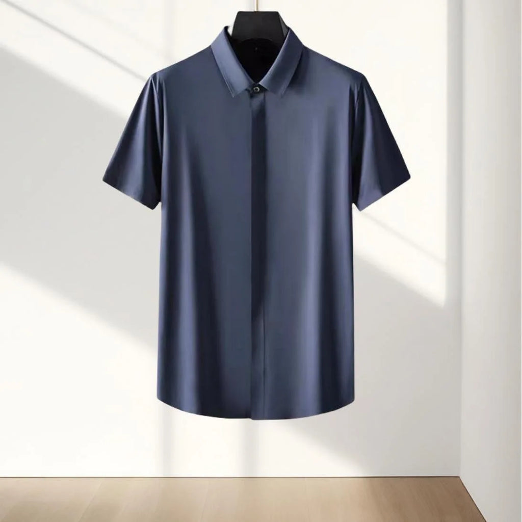 Ensemble 2 Pièces Homme T-shirt Col V Ice Silk + Pantalon Long Été Grande Taille KOLMAKOV – Bleu Marine & Gris, M à 5XL – CLEVI Paris