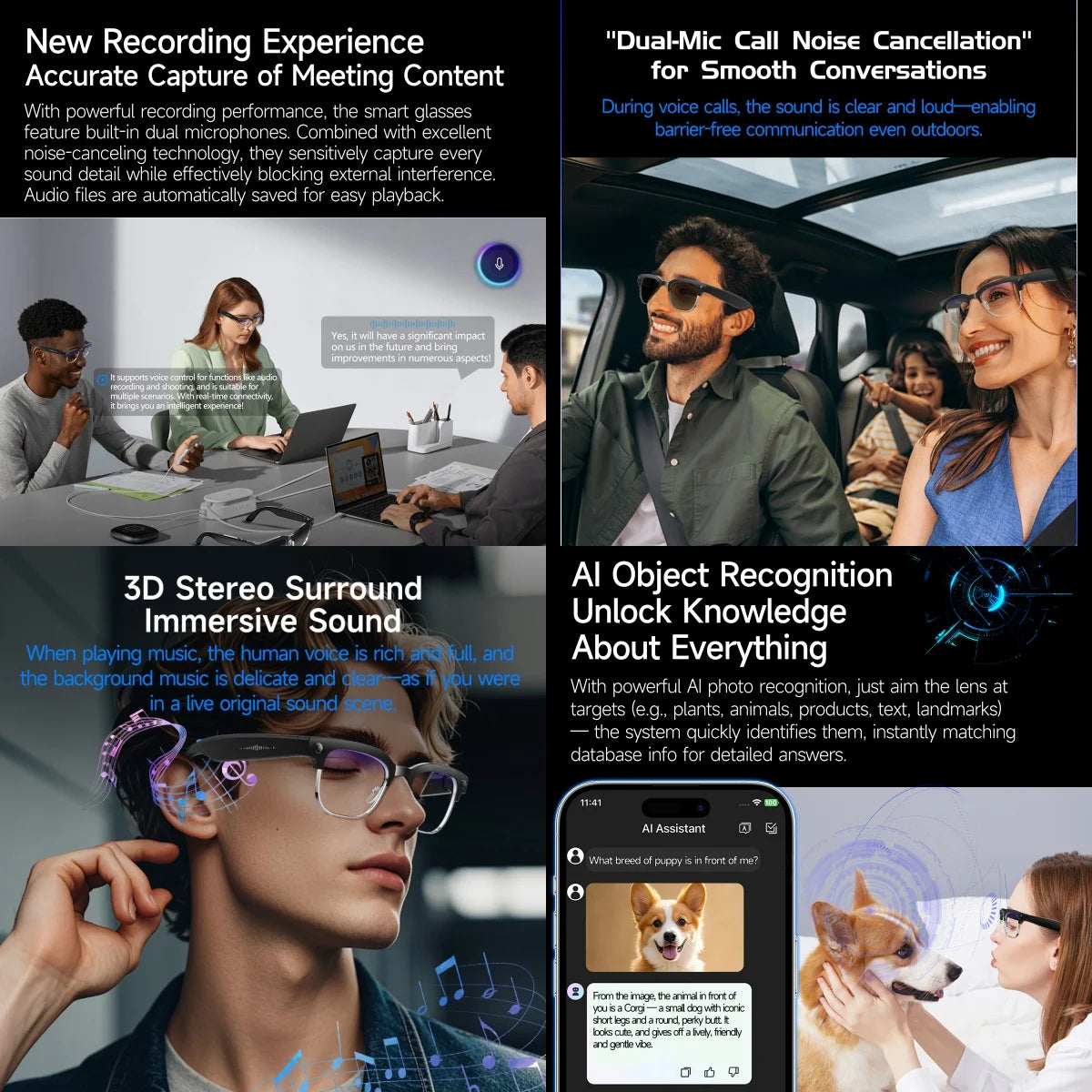 Lunettes Connectées IA KULANNDER 2025 — Caméra 8MP, Traduction 100+ Langues, Appels BT, ChatGPT | CLEVI Paris