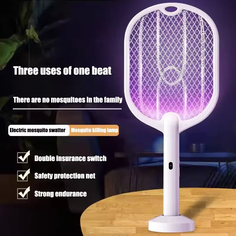 Raquette Anti-Moustiques 3000V USB-C Rechargeable 2-en-1 Lampe UV Maison & Bureau – CLEVI Paris