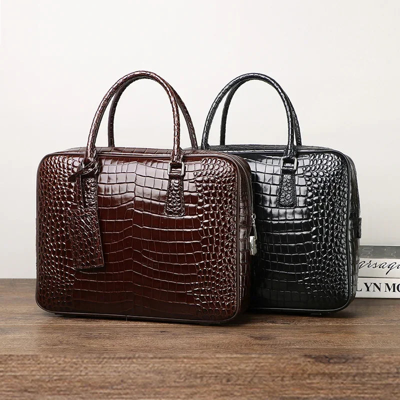 Porte-Documents Homme Cuir Véritable Motif Alligator 14” – CLEVI Paris