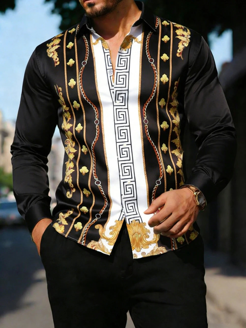 Chemise Homme Manches Longues – Impression 3D HD | Style Hawaï & Rétro Américain | Grande Taille