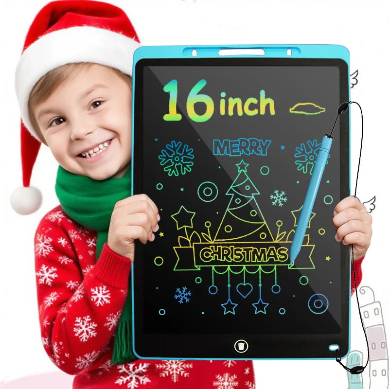 Tablette LCD Écriture 16" Couleur – Ardoise Numérique Effaçable, Jouet Éducatif, Certifiée CE – CLEVI Paris