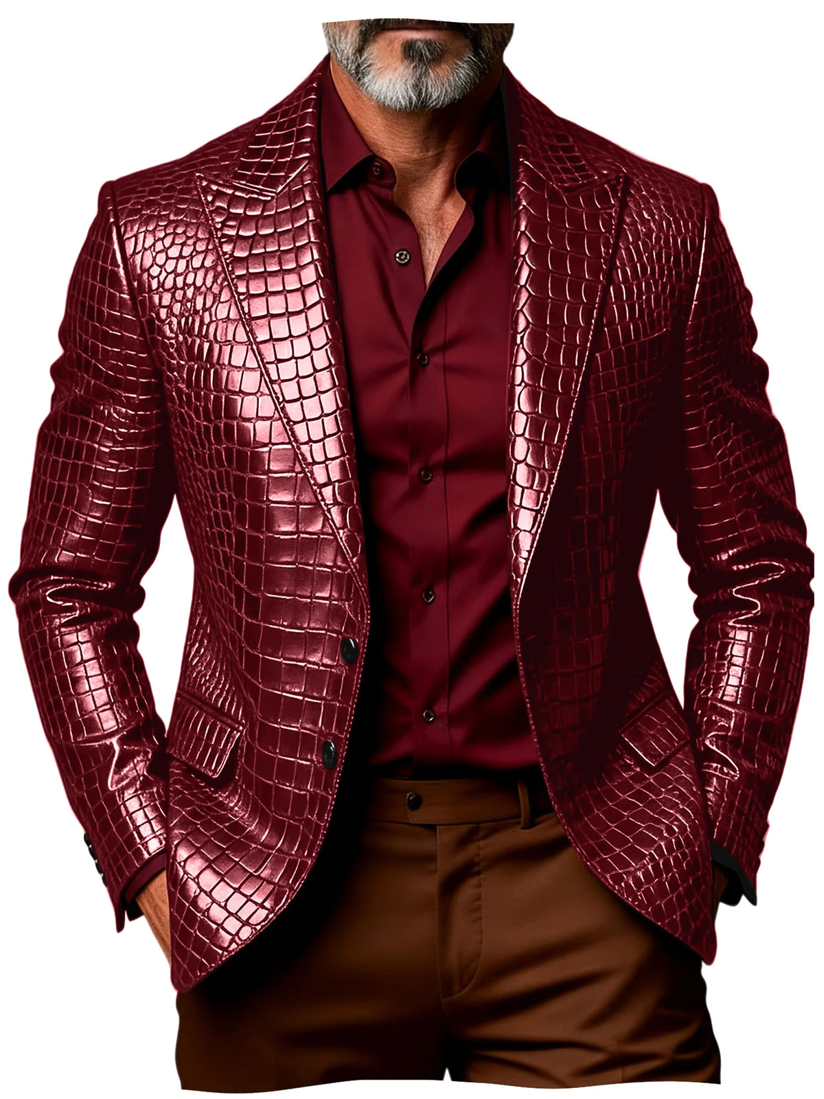 Blazer homme effet croco simple boutonnage – CLEVI Paris