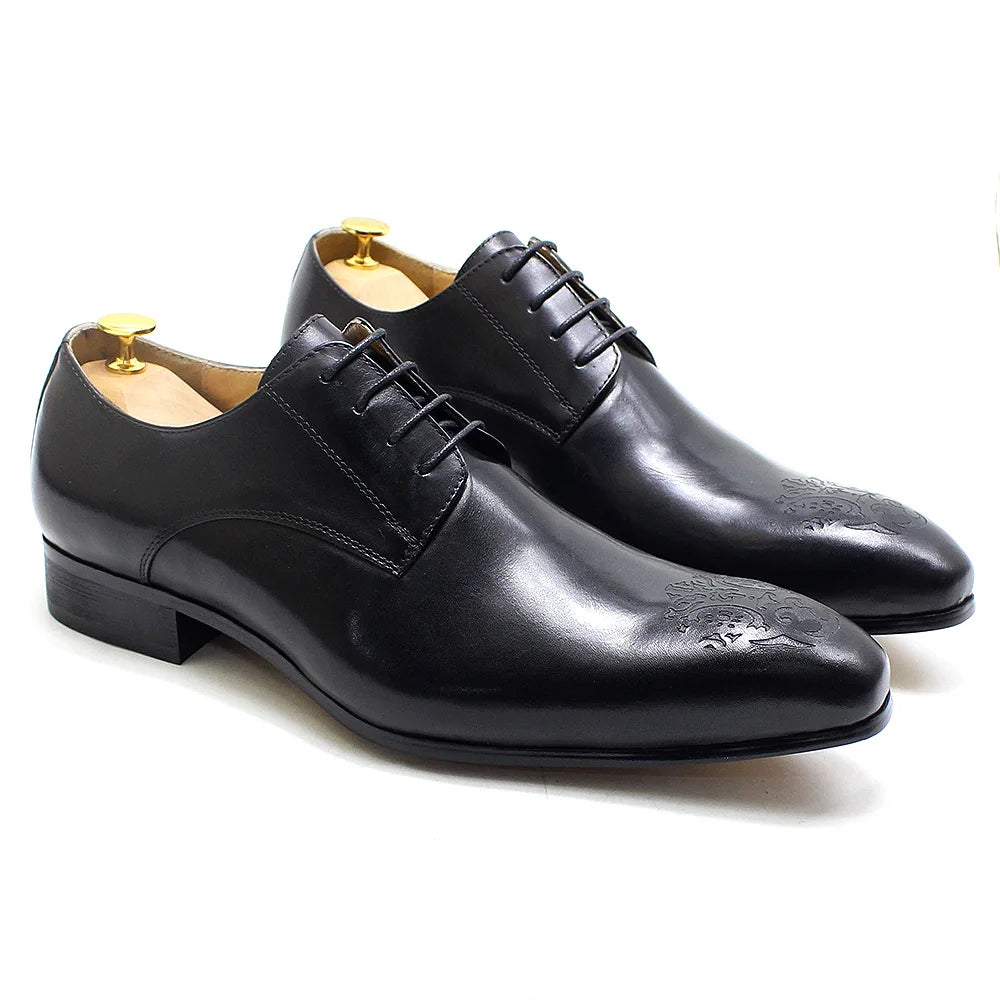 Oxford Derby Cuir Véritable Homme Fait Main Bout Pointu Business & Mariage – CLEVI Paris
