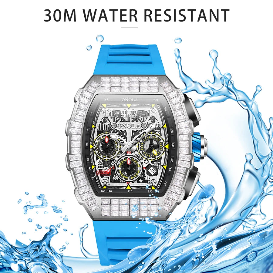 Montre Automatique ONOLA Sport Homme | Squelette Silicone Militaire