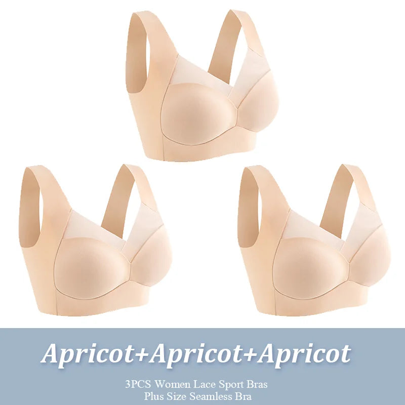 Lot de 3 Soutiens-Gorge Sport Sans Armature | Dentelle, Sans Coutures, Grande Taille – CLEVI Paris