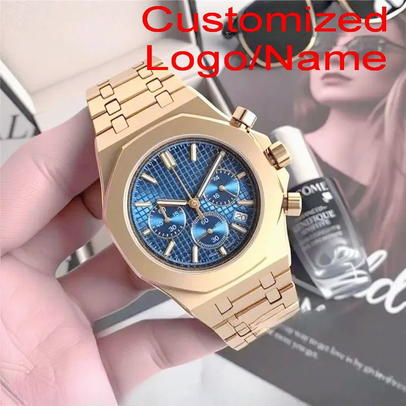 Montre Quartz Homme Chronographe Style Royal Oak Octogonal Acier Saphir VK63 – CLEVI Paris