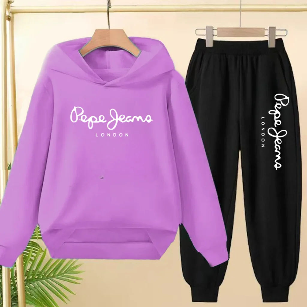 Ensemble Sweat à Capuche + Pantalon Enfant 3-13 Ans – Imprimé Lettres, Unisexe, Toutes Saisons – CLEVI Paris