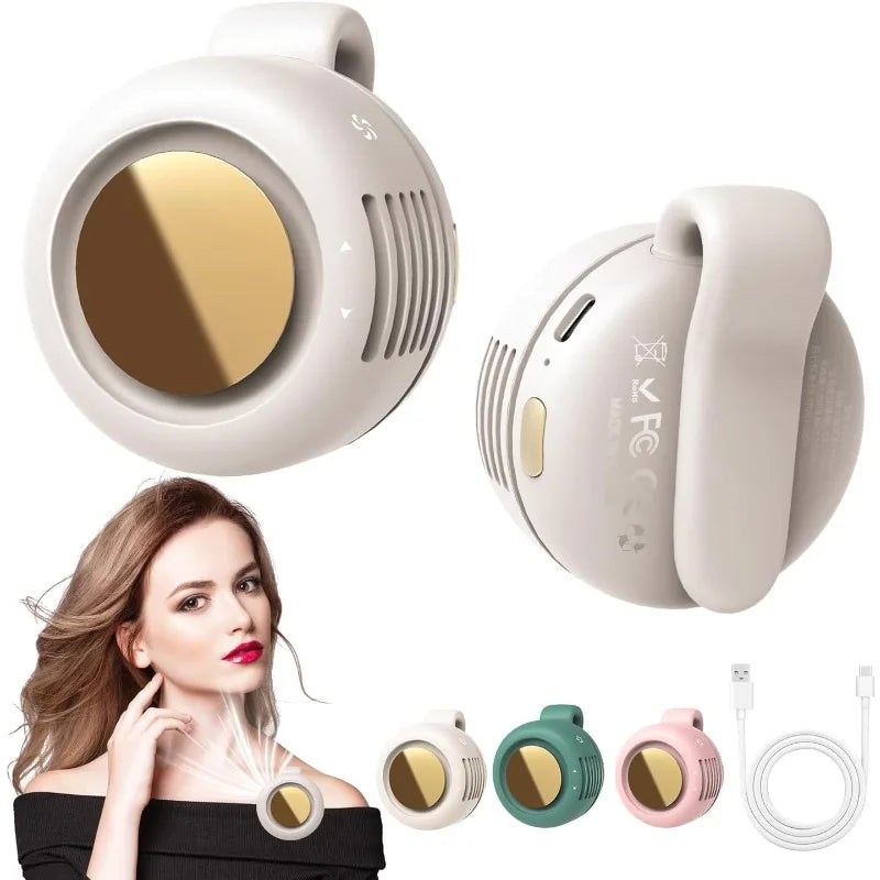 Mini Ventilateur Portable Sans Lames USB – 60 Pales, Flux 360°, Silencieux, Batterie 900mAh – Rose / Blanc / Vert