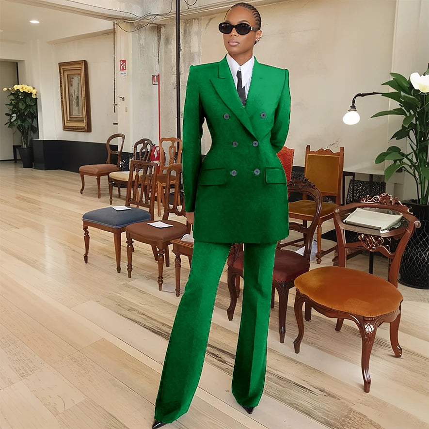 Tailleur femme blazer et pantalon évasé – CLEVI Paris