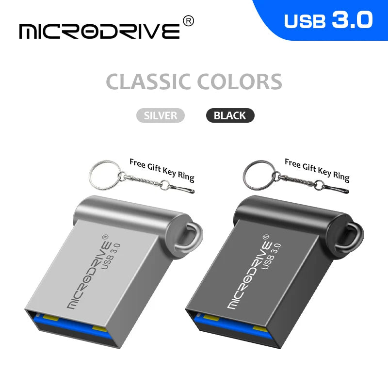 Clé USB 3.0 Mini MicroDrive 16Go 32Go 64Go 128Go Métal Argent Noir – CLEVI Paris