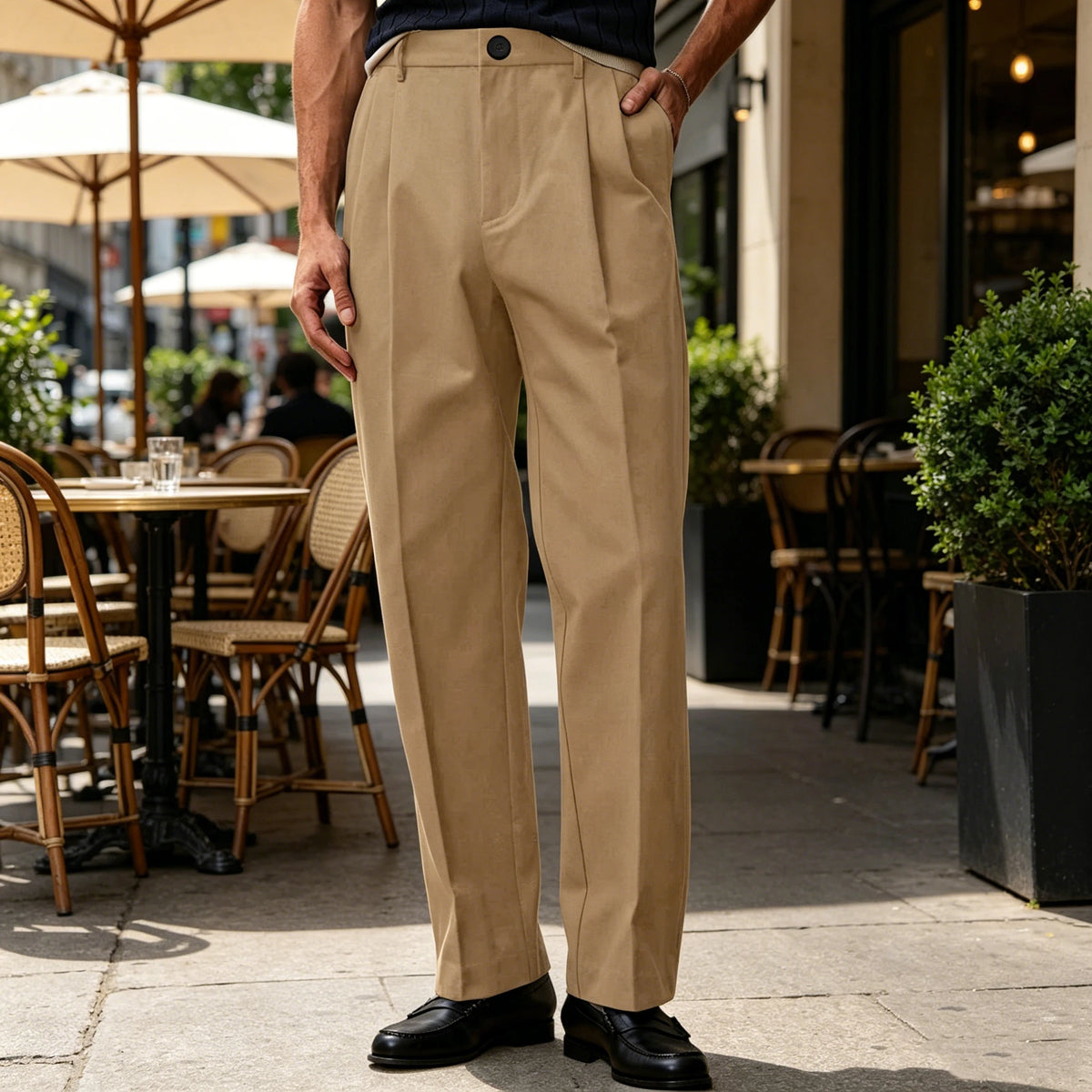 Pantalon homme taille haute coupe large – CLEVI Paris