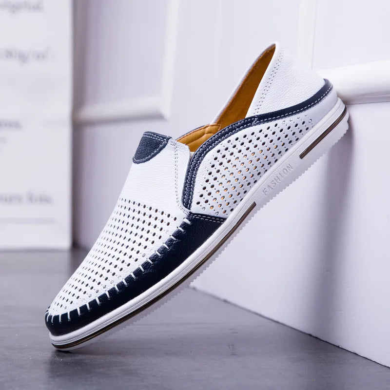 Mocassins Homme Cuir Véritable Ajourés Respirants Imperméables Slip-On Été Casual Conduite 6 Coloris Pointures 38–44 – CLEVI Paris