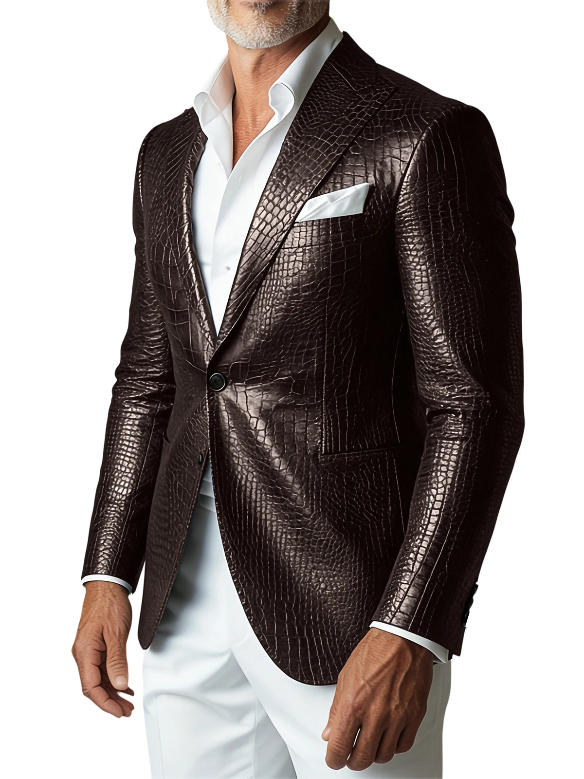 Veste homme en similicuir effet crocodile – CLEVI Paris