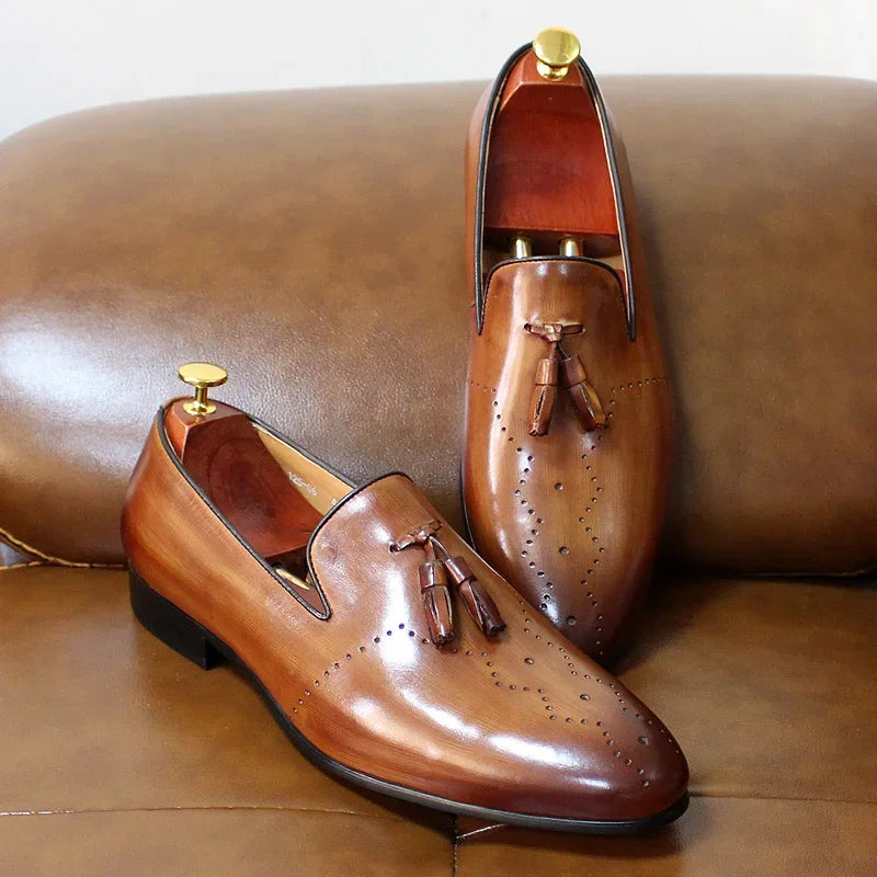 Mocassin à Glands Homme FELIX CHU – Cuir Véau Véritable Semelle Mouton